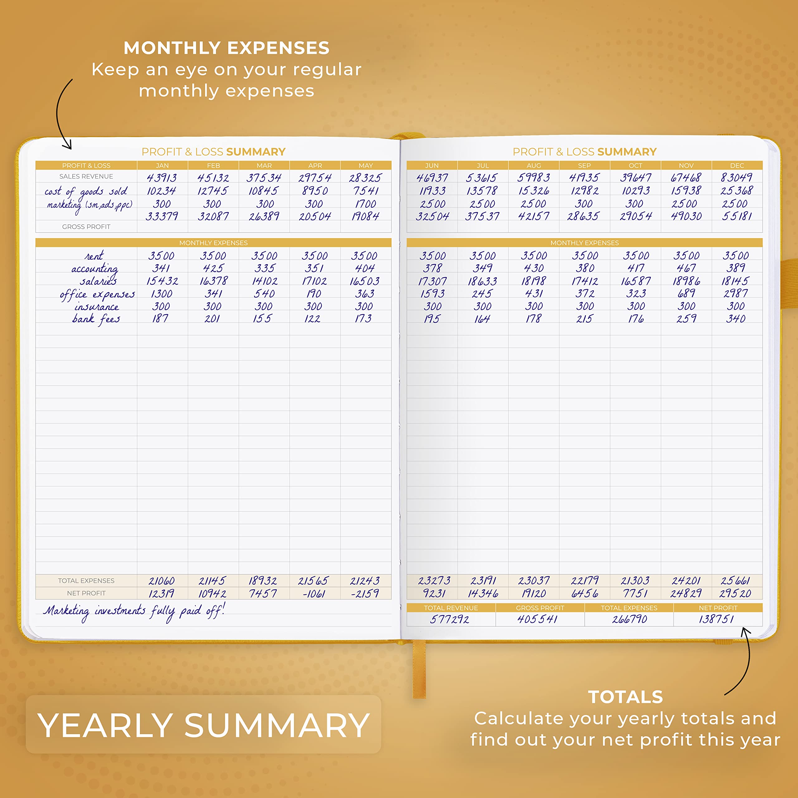 Clever Fox Income & Expense Tracker Large – Accounting & Bookkeeping Ledger Book for Small Business – 2-Year Record Notebook, A4 (Rose Gold)