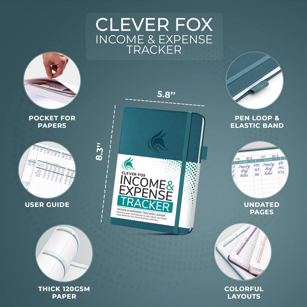 Clever Fox Income & Expense Tracker Large – Accounting & Bookkeeping Ledger Book for Small Business – 2-Year Record Notebook, A4 (Rose Gold)