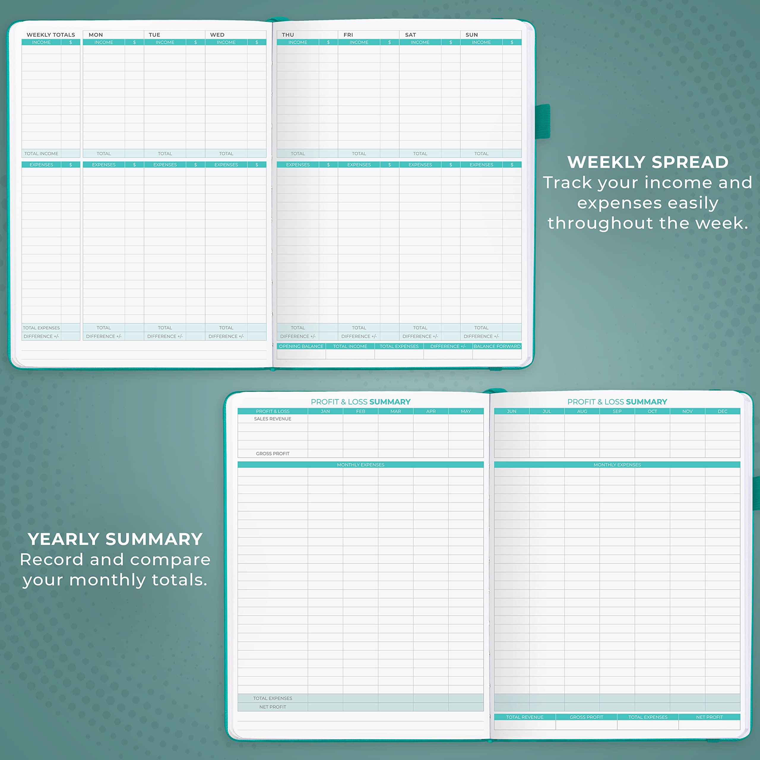 Clever Fox Income & Expense Tracker Large – Accounting & Bookkeeping Ledger Book for Small Business – 2-Year Record Notebook, A4 (Rose Gold)