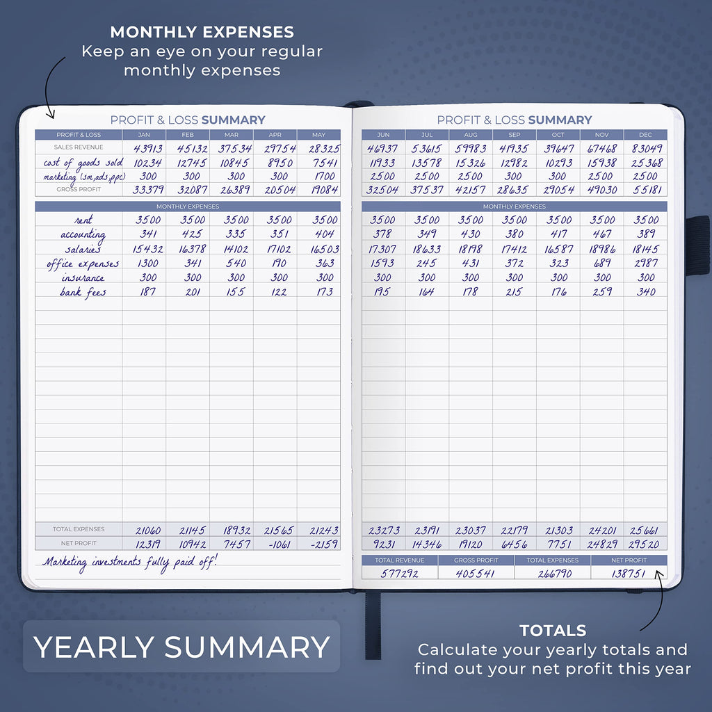 Clever Fox Income & Expense Tracker Large – Accounting & Bookkeeping Ledger Book for Small Business – 2-Year Record Notebook, A4 (Rose Gold)