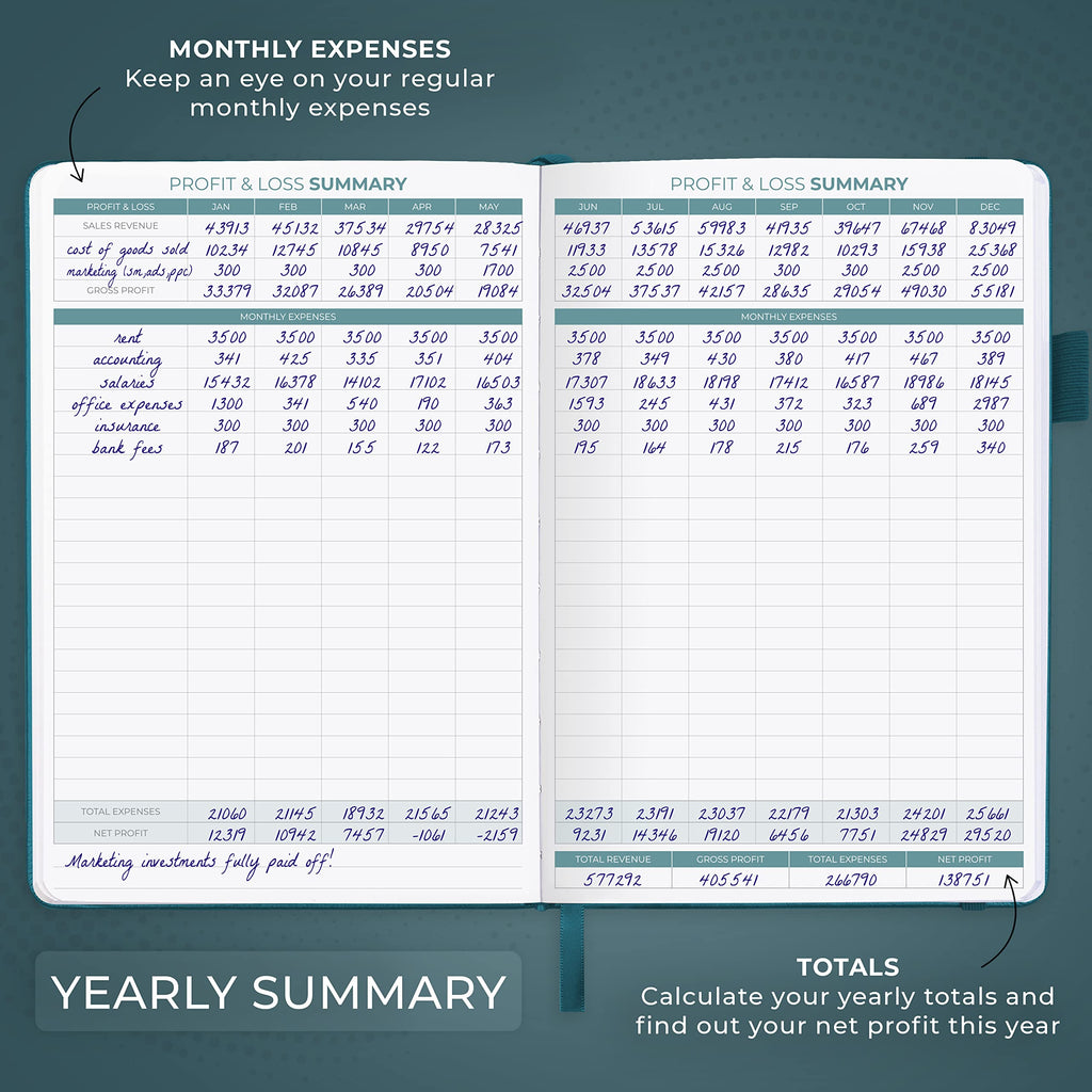 Clever Fox Income & Expense Tracker Large – Accounting & Bookkeeping Ledger Book for Small Business – 2-Year Record Notebook, A4 (Rose Gold)
