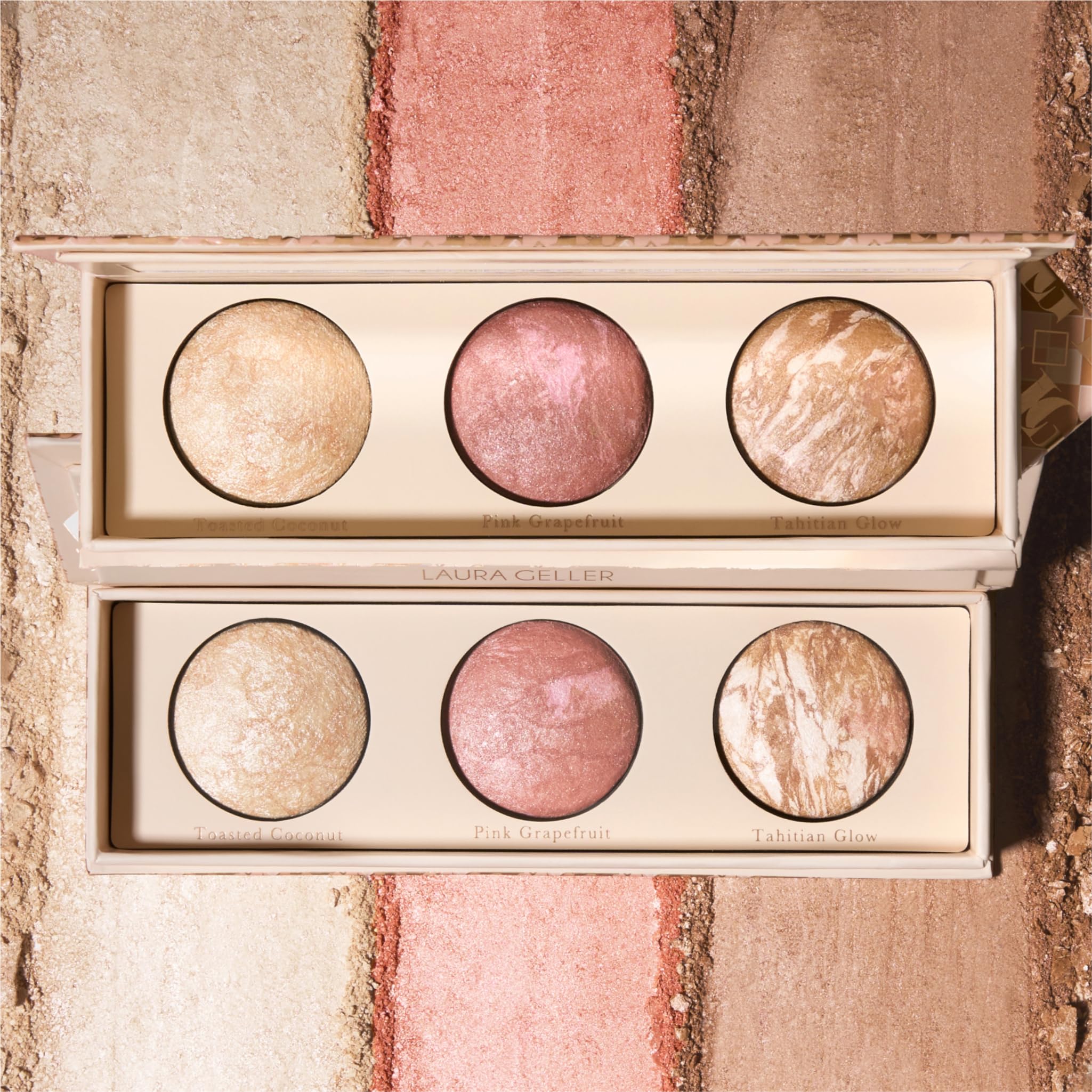 LAURA GELLER NEW YORK Geller's Greatest Lift-n-Glow Baked Trio Palette - Highlighter, Blush, Bronzer - All Skin Tones