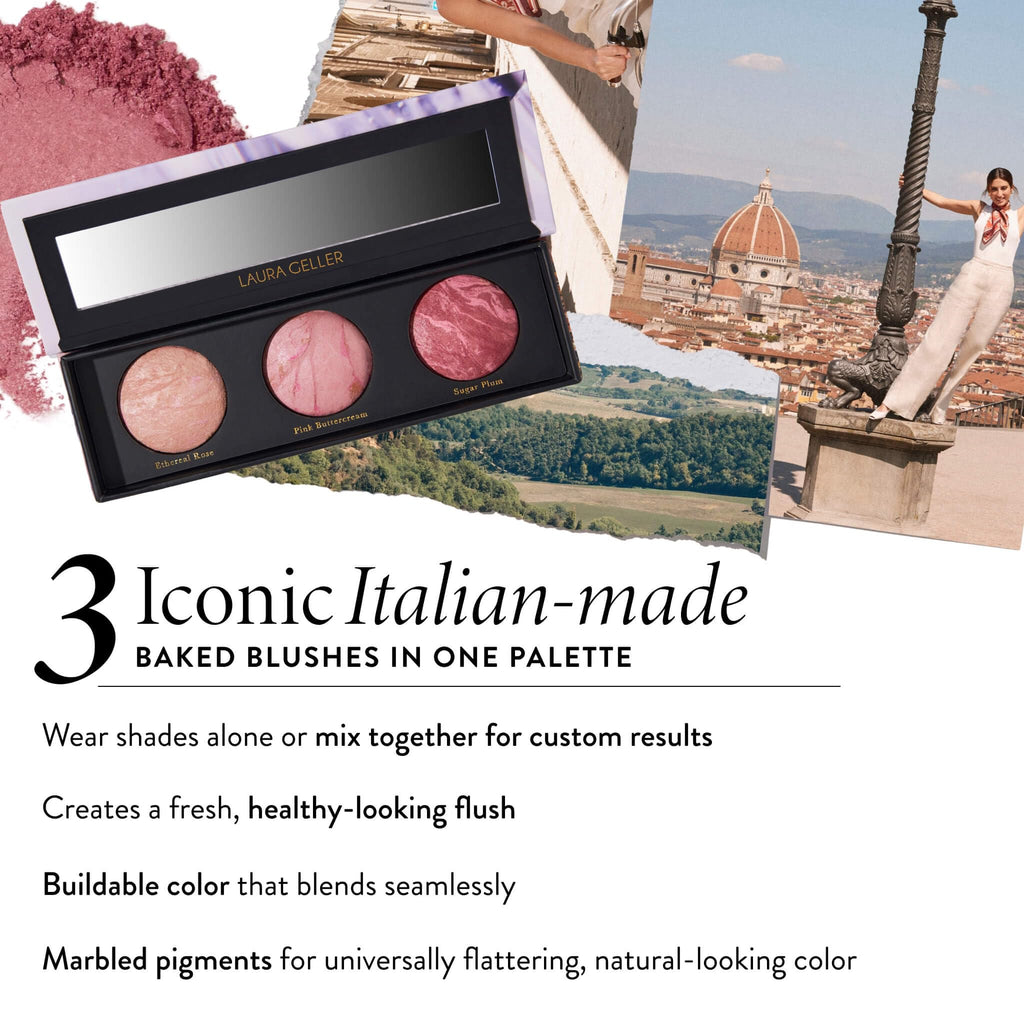 LAURA GELLER NEW YORK Geller's Greatest Lift-n-Glow Baked Trio Palette - Highlighter, Blush, Bronzer - All Skin Tones