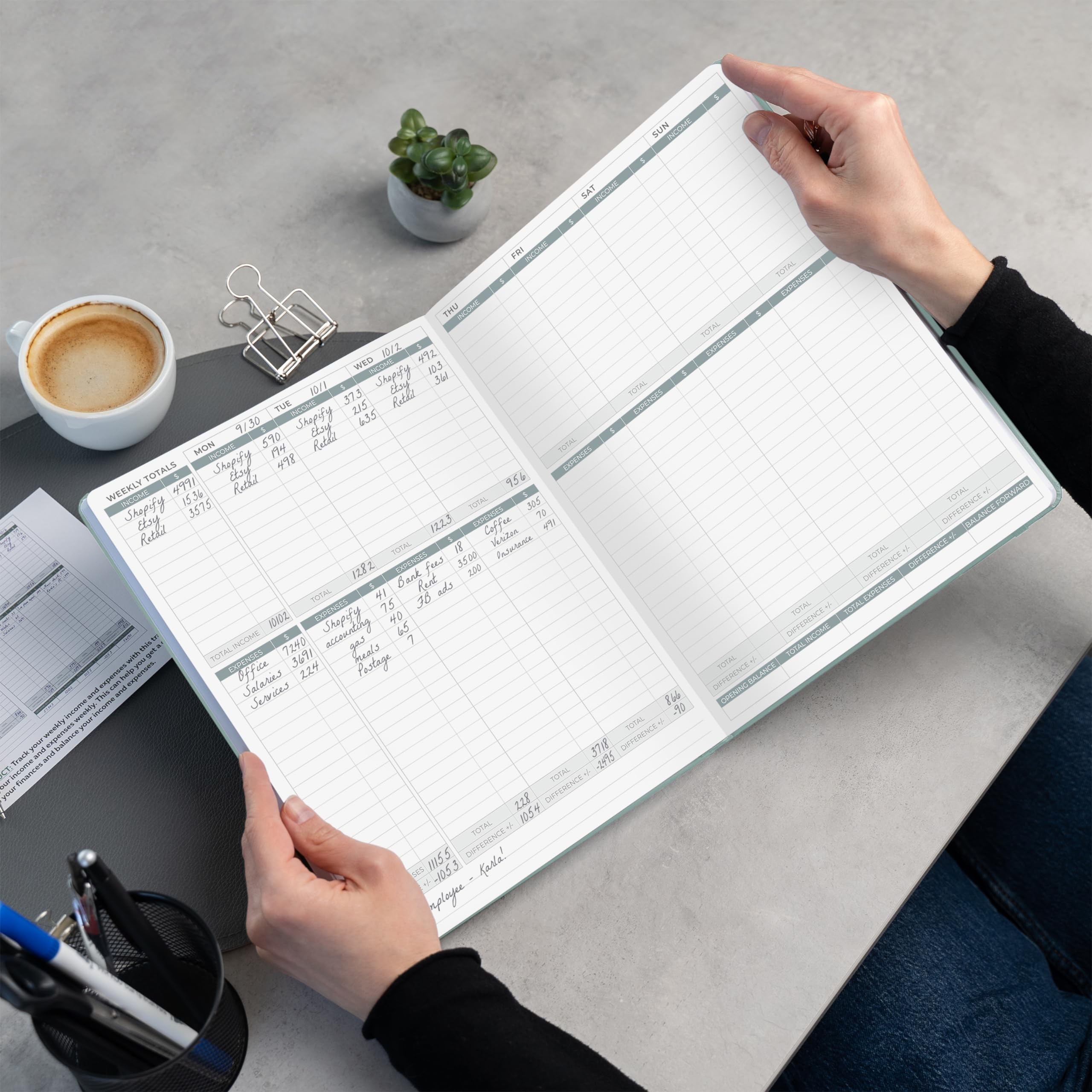 Clever Fox Income & Expense Tracker Large – Accounting & Bookkeeping Ledger Book for Small Business – 2-Year Record Notebook, A4 (Rose Gold)