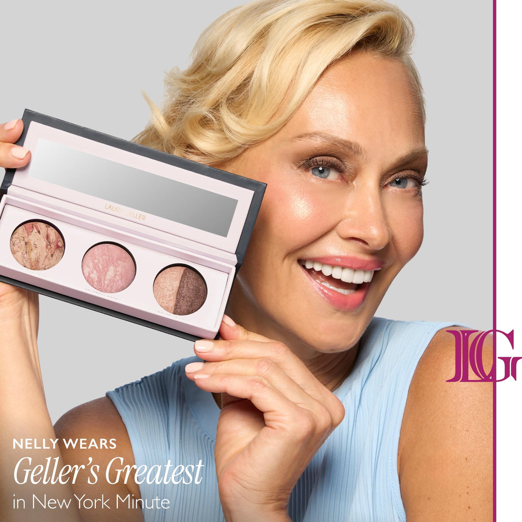 LAURA GELLER NEW YORK Geller's Greatest Lift-n-Glow Baked Trio Palette - Highlighter, Blush, Bronzer - All Skin Tones