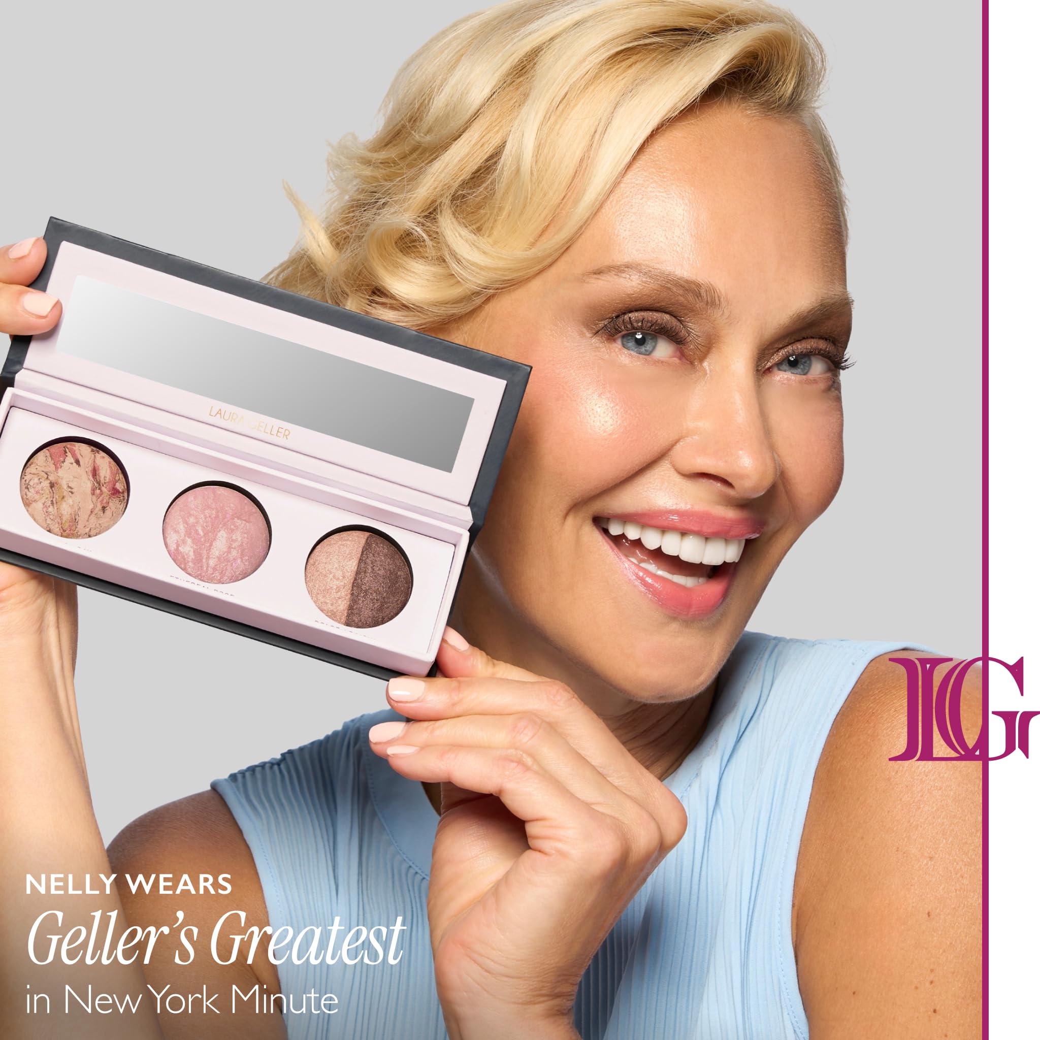 LAURA GELLER NEW YORK Geller's Greatest Lift-n-Glow Baked Trio Palette - Highlighter, Blush, Bronzer - All Skin Tones