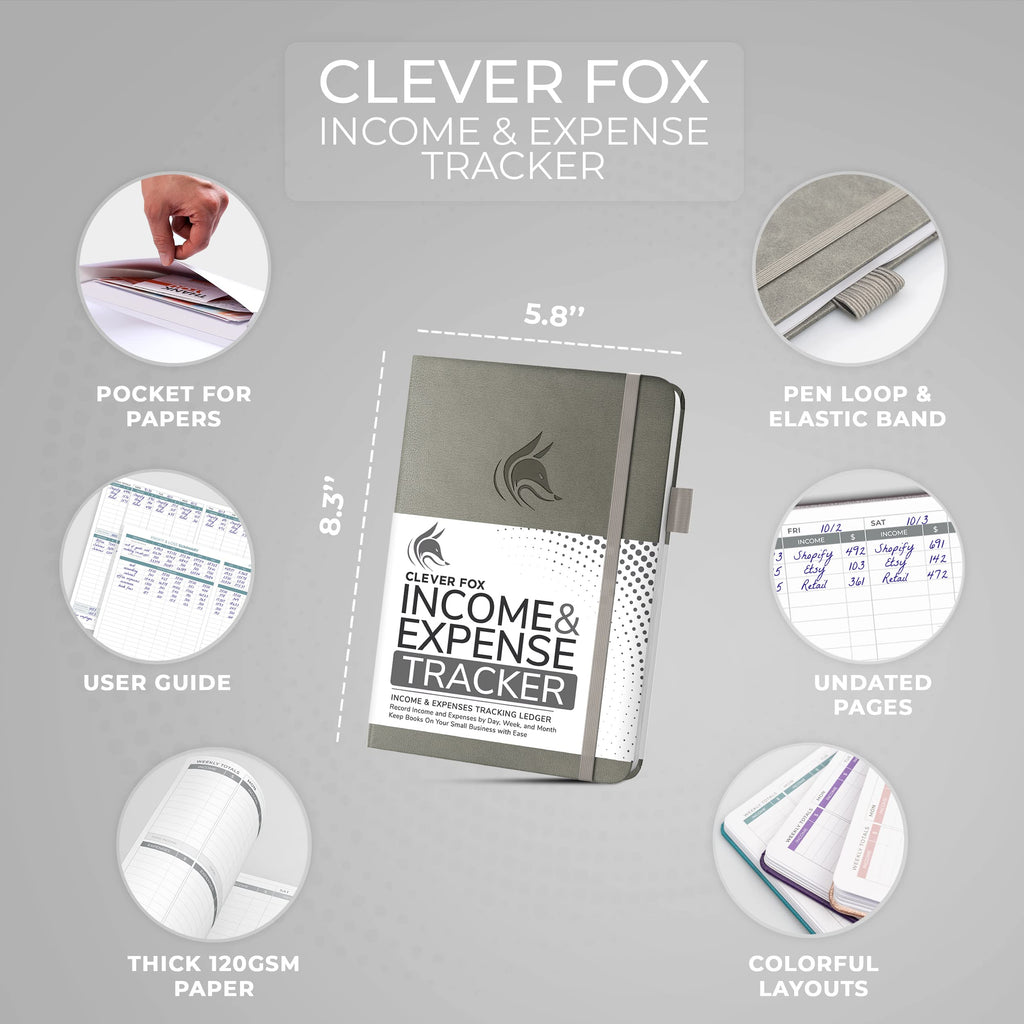 Clever Fox Income & Expense Tracker Large – Accounting & Bookkeeping Ledger Book for Small Business – 2-Year Record Notebook, A4 (Rose Gold)