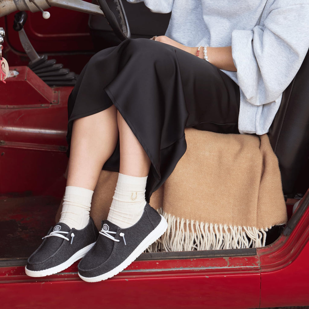 HEYDUDE Women’s Wendy Stretch Jersey Slip On Shoes | Lightweight Comfortable Travel Loafers with Elastic Laces