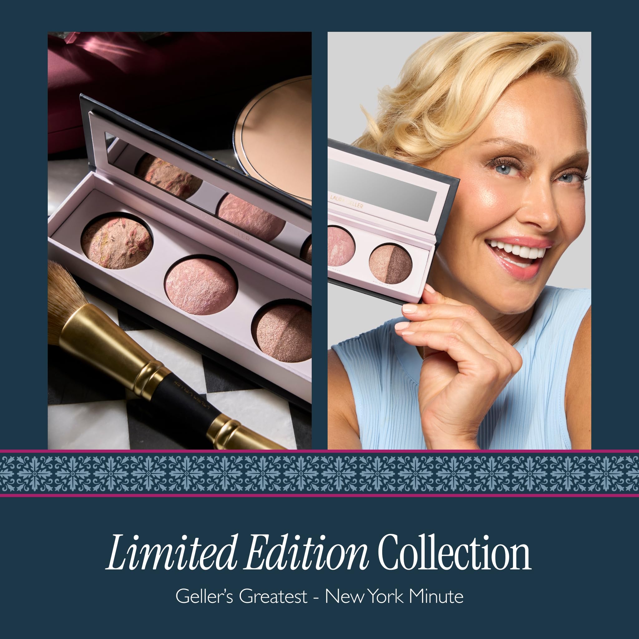 LAURA GELLER NEW YORK Geller's Greatest Lift-n-Glow Baked Trio Palette - Highlighter, Blush, Bronzer - All Skin Tones