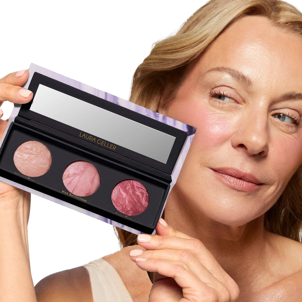 LAURA GELLER NEW YORK Geller's Greatest Lift-n-Glow Baked Trio Palette - Highlighter, Blush, Bronzer - All Skin Tones