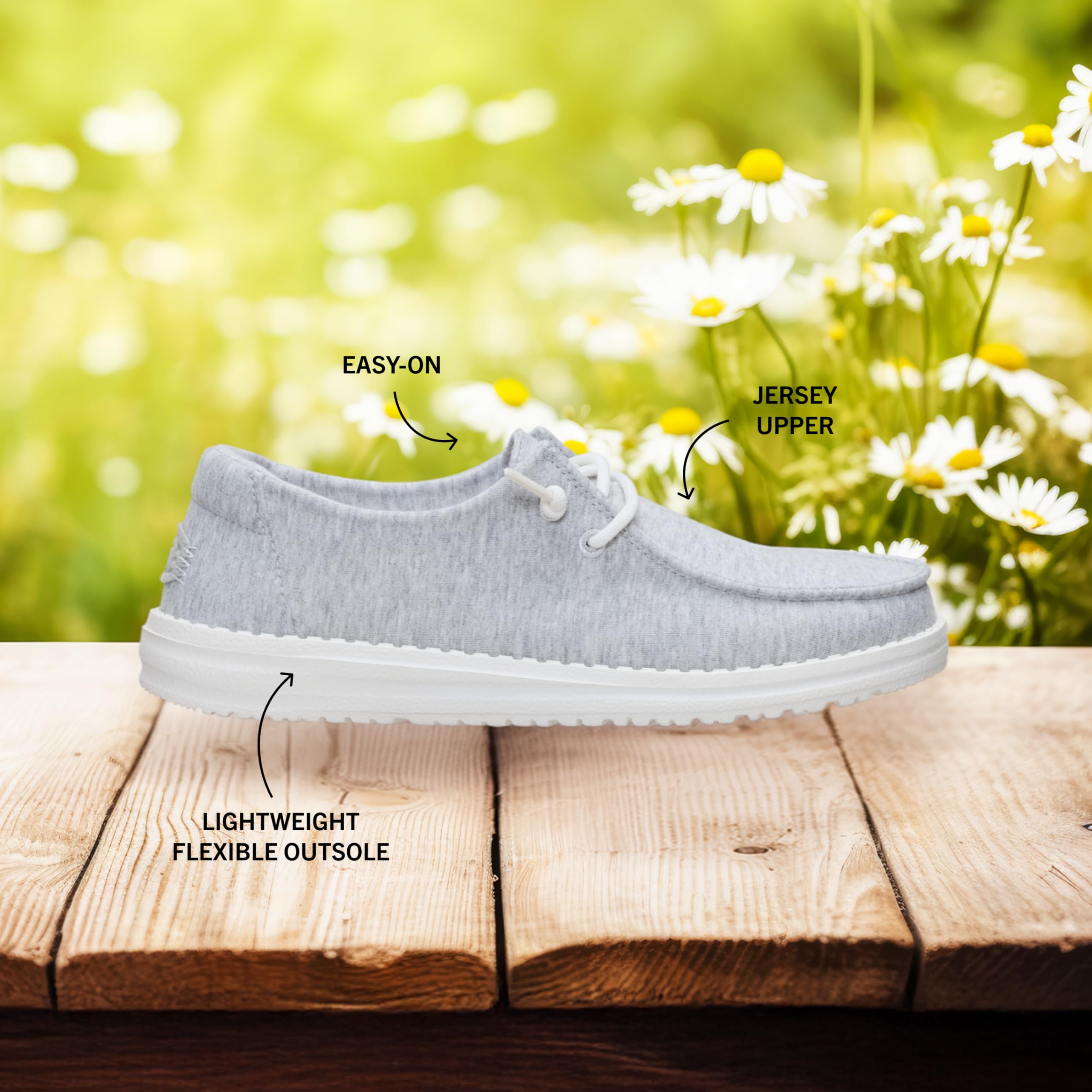 HEYDUDE Women’s Wendy Stretch Jersey Slip On Shoes | Lightweight Comfortable Travel Loafers with Elastic Laces