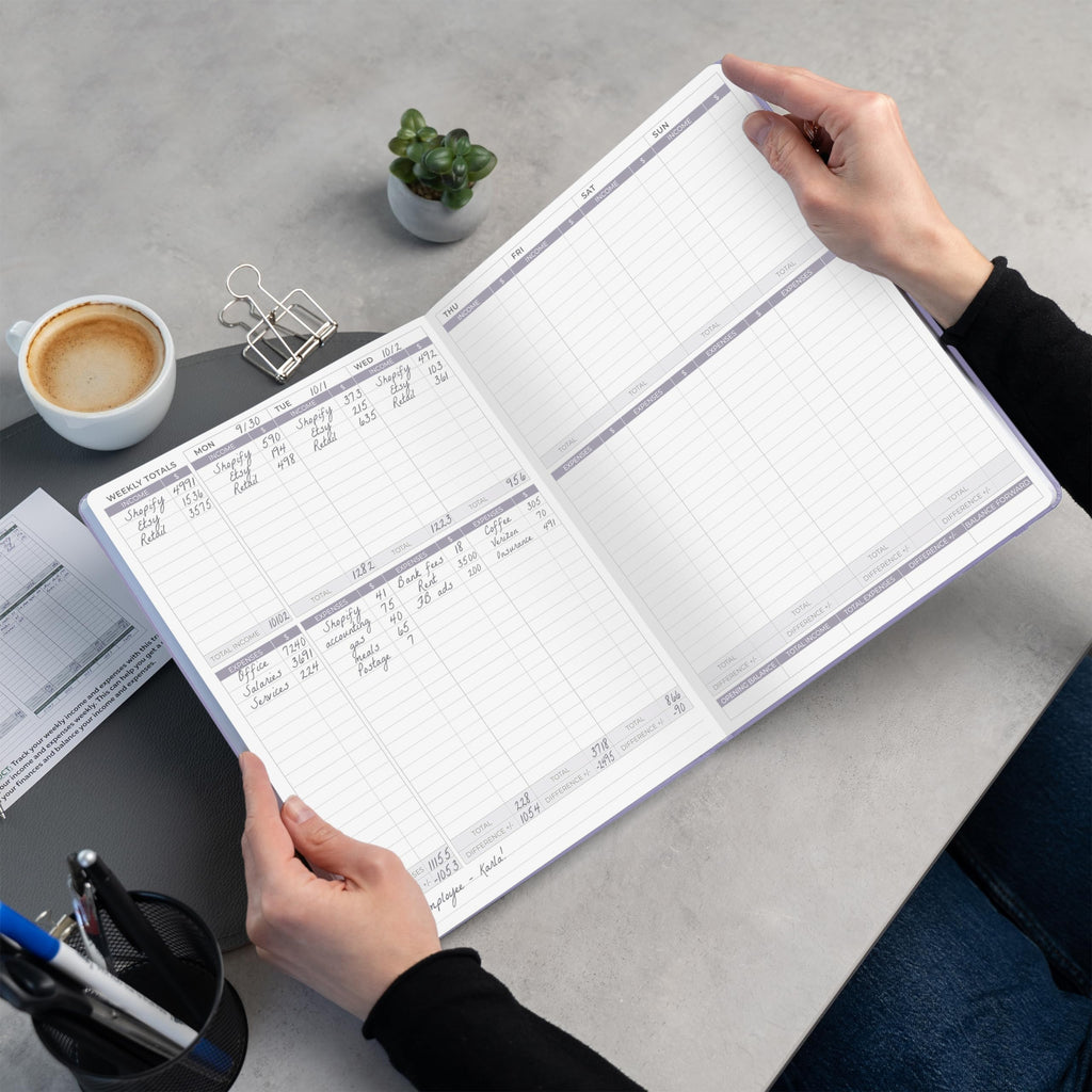 Clever Fox Income & Expense Tracker Large – Accounting & Bookkeeping Ledger Book for Small Business – 2-Year Record Notebook, A4 (Rose Gold)