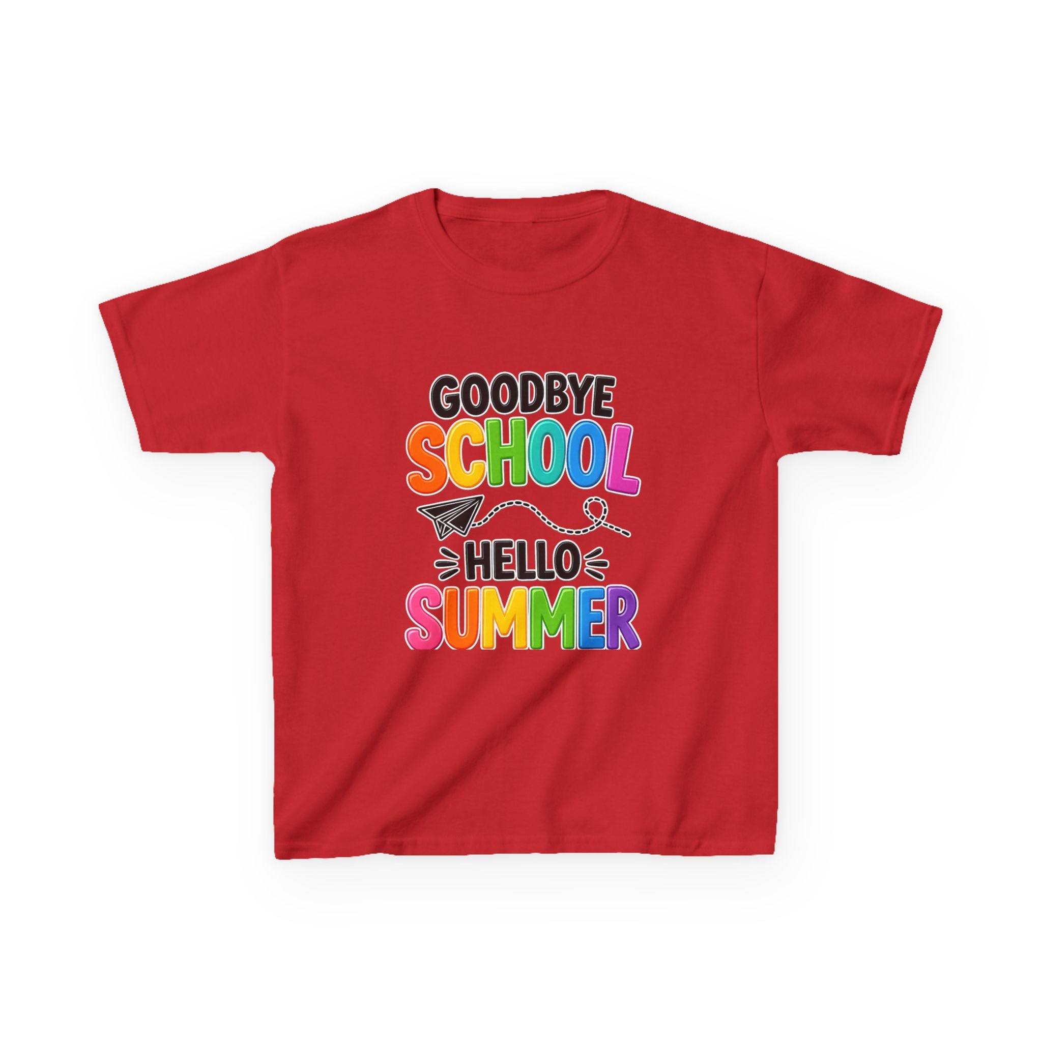 Kids Tee — "Goodbye School, Hello Summer" Colorful End-of-Year Shirt