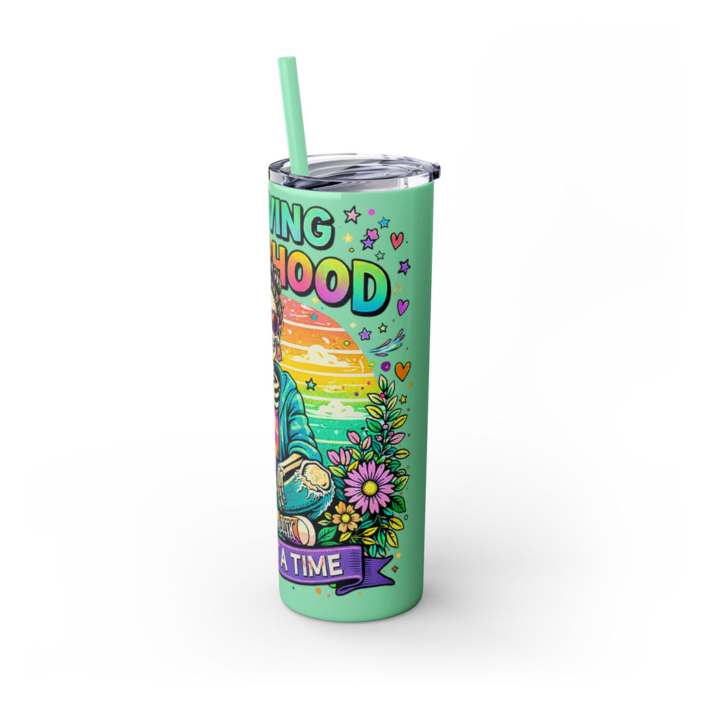 Skinny Tumbler - "Surviving Motherhood" 20oz Stainless Straw Cup
