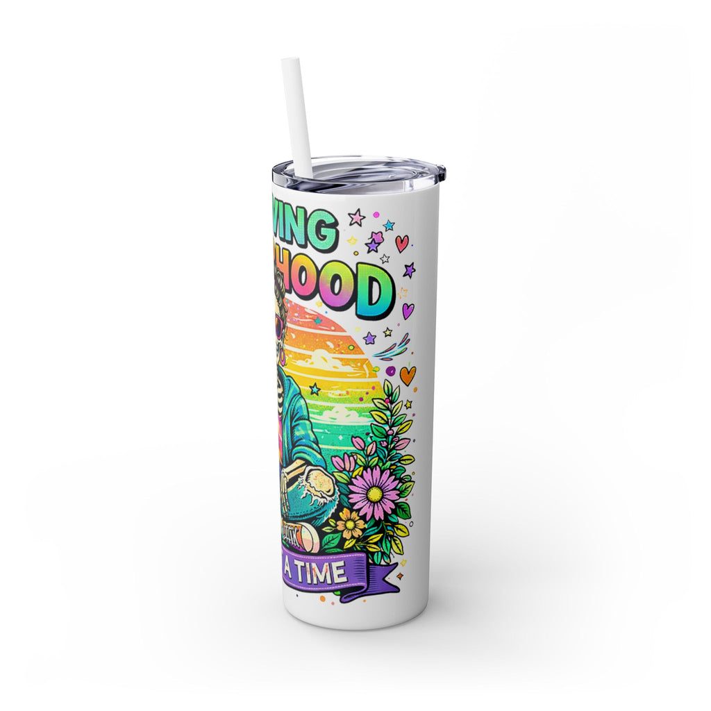 Skinny Tumbler - "Surviving Motherhood" 20oz Stainless Straw Cup