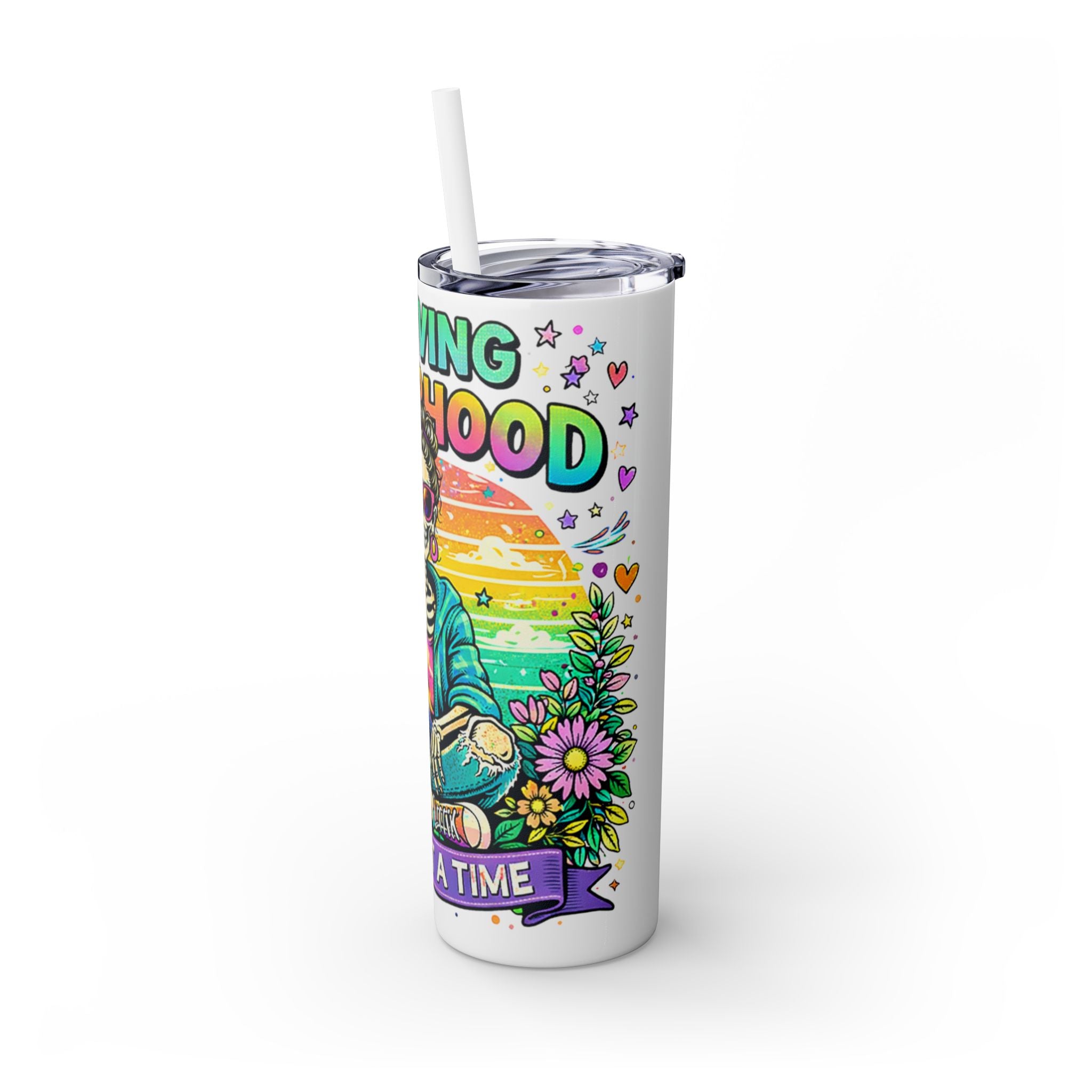 Skinny Tumbler - "Surviving Motherhood" 20oz Stainless Straw Cup