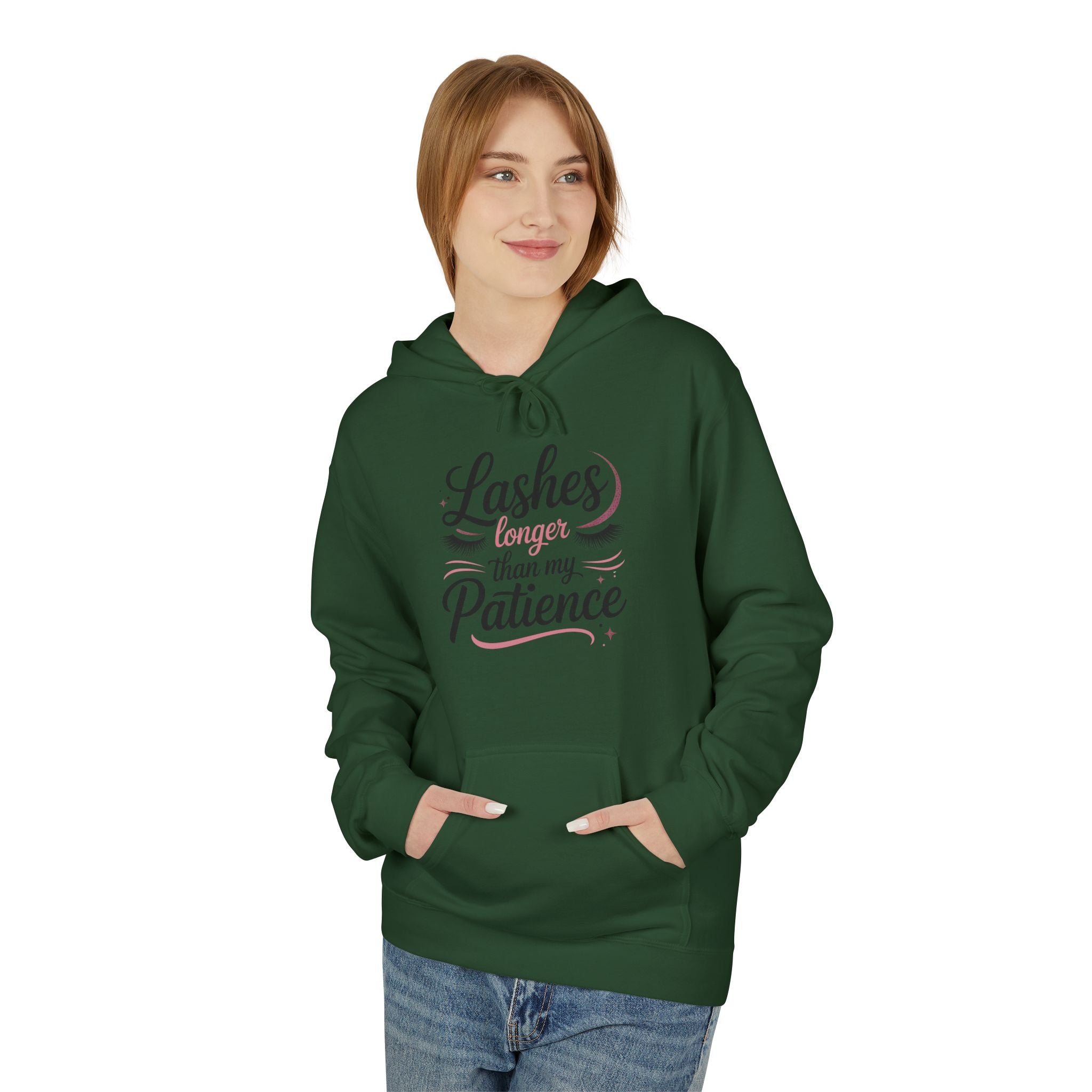 Hoodie — “Lashes to Live By: Patience” Beauty Quote Pullover