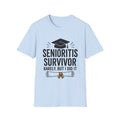 Senioritis Survivor Graduation T-Shirt — "Senioritis Survivor: Barely, But I Did It"