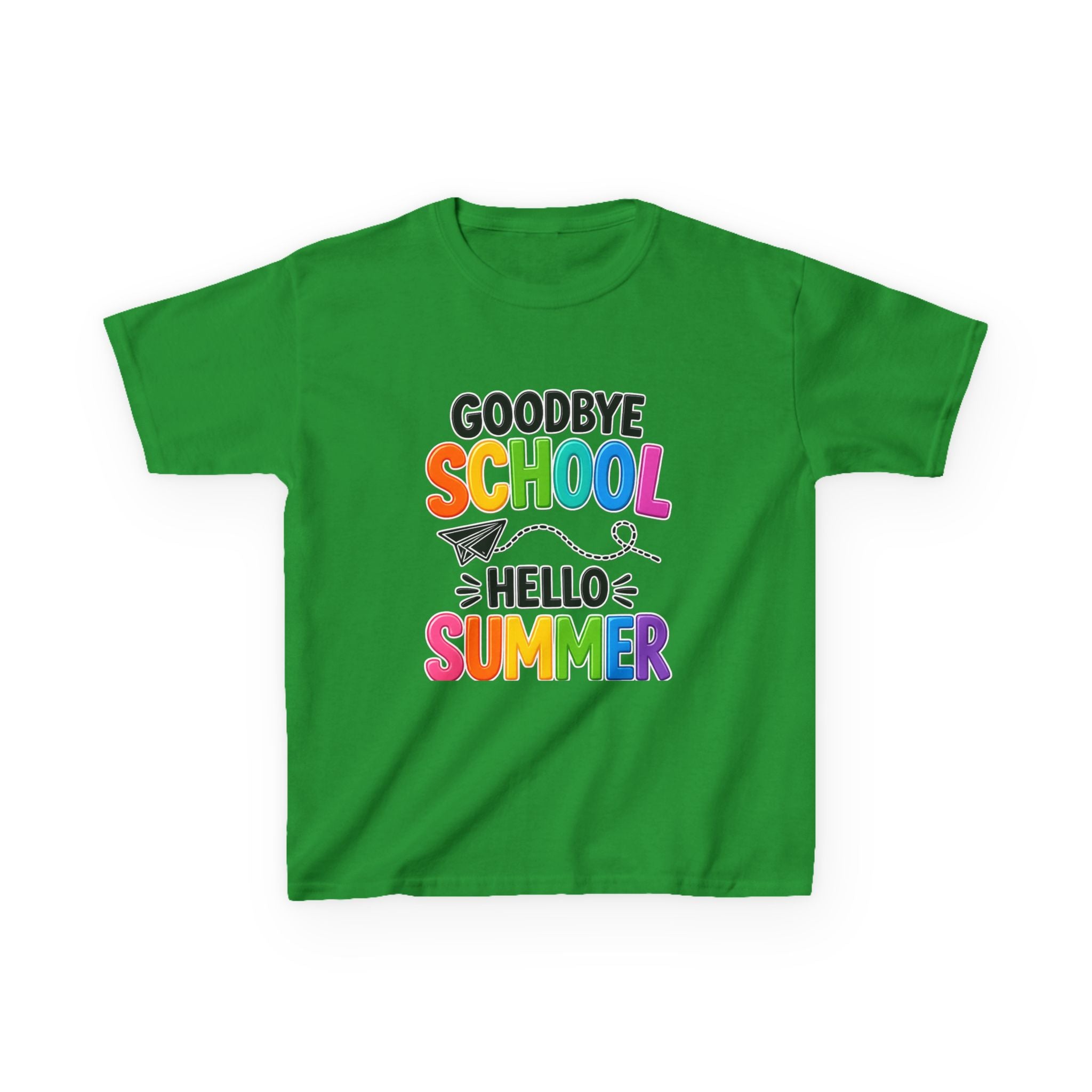 Kids Tee — "Goodbye School, Hello Summer" Colorful End-of-Year Shirt