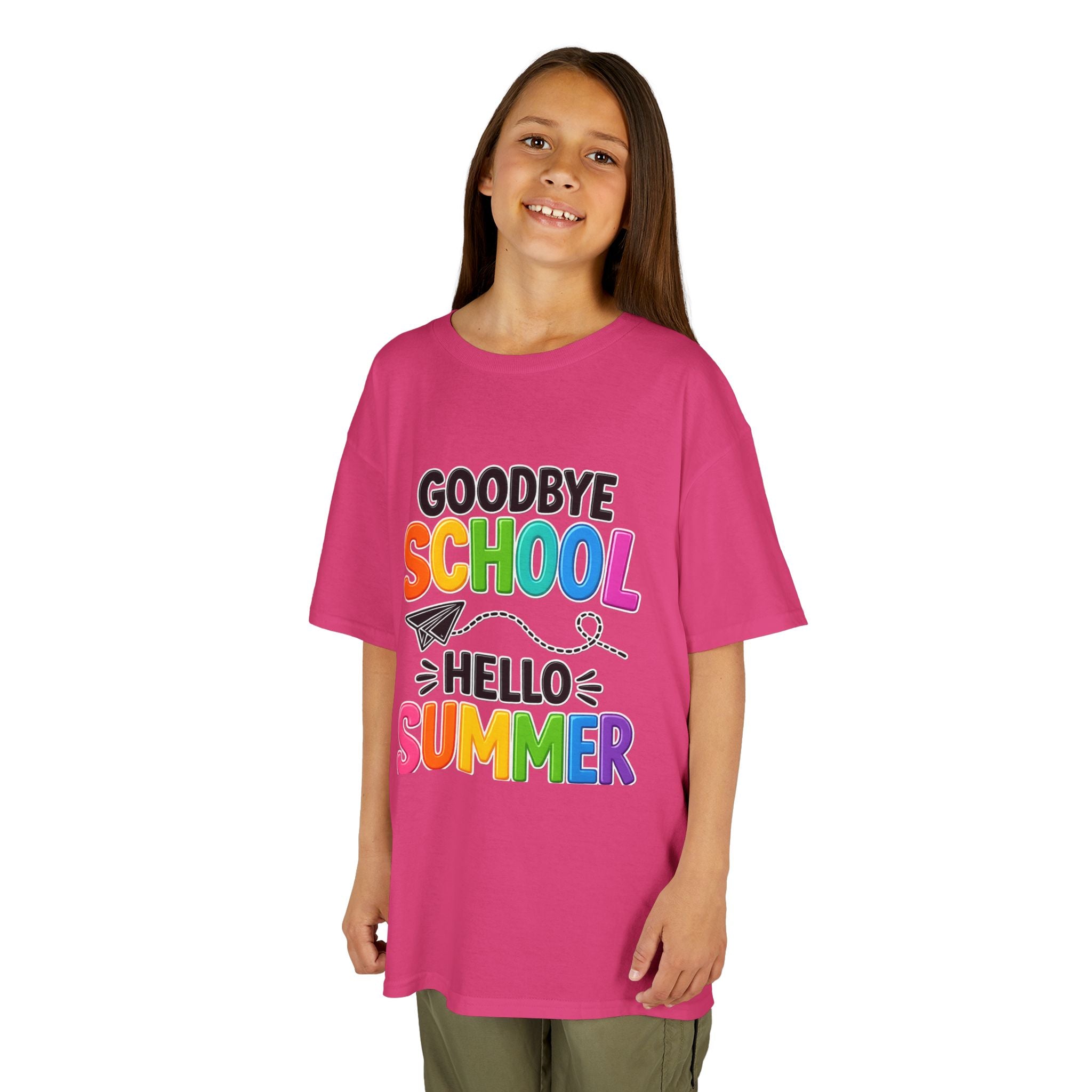 Kids Tee — "Goodbye School, Hello Summer" Colorful End-of-Year Shirt