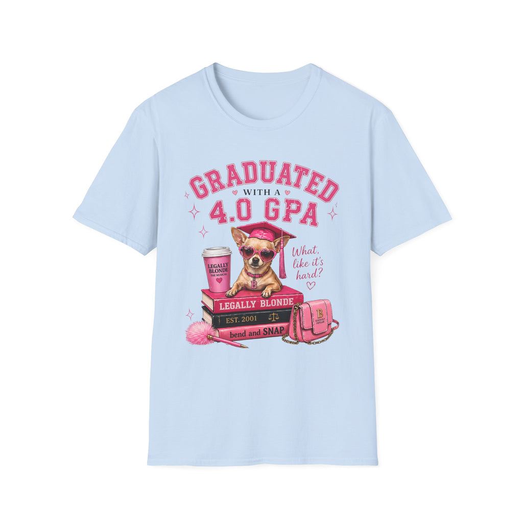 Graduation 4.0 GPA T‑Shirt — 'Graduated with a 4.0 GPA' Pink Cute Dog Design