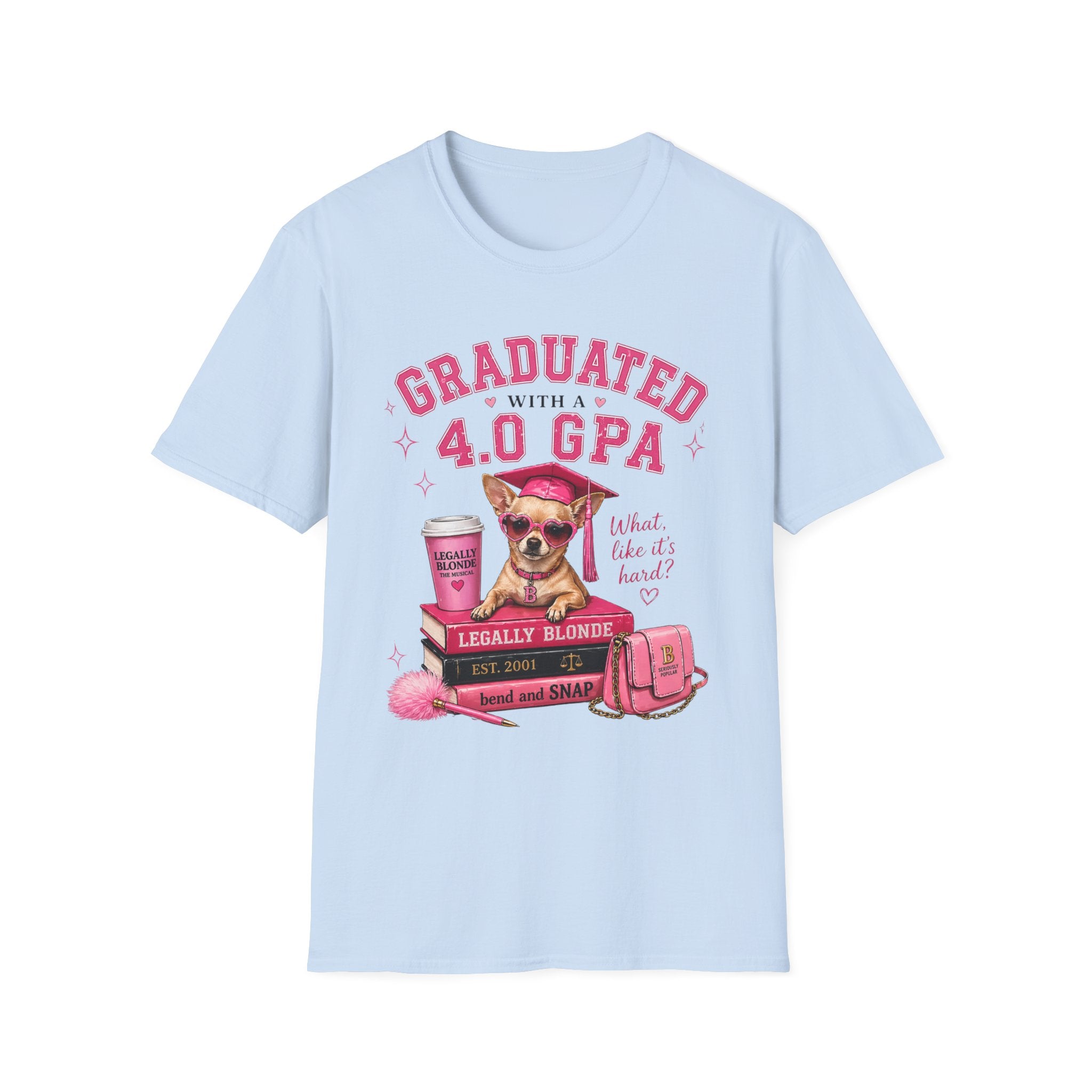 Graduation 4.0 GPA T‑Shirt — 'Graduated with a 4.0 GPA' Pink Cute Dog Design