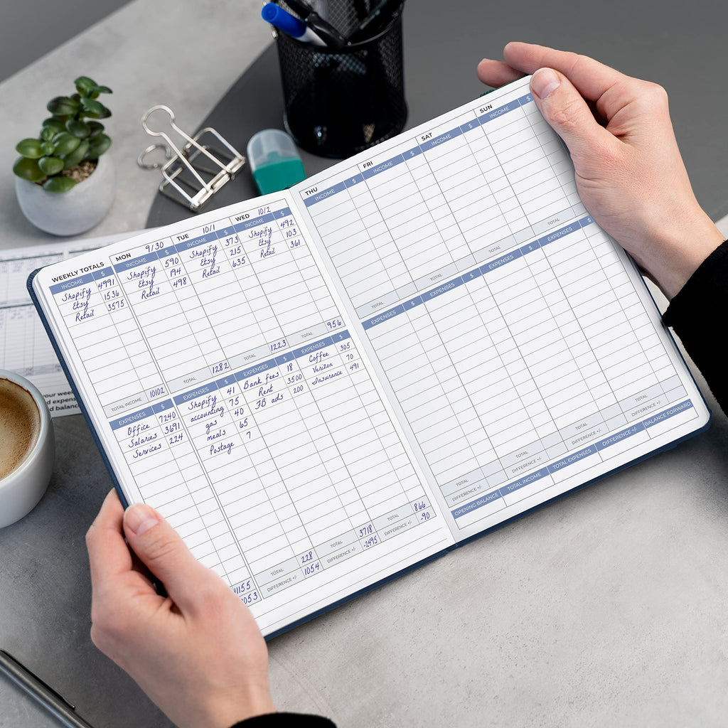 Clever Fox Income & Expense Tracker Large – Accounting & Bookkeeping Ledger Book for Small Business – 2-Year Record Notebook, A4 (Rose Gold)