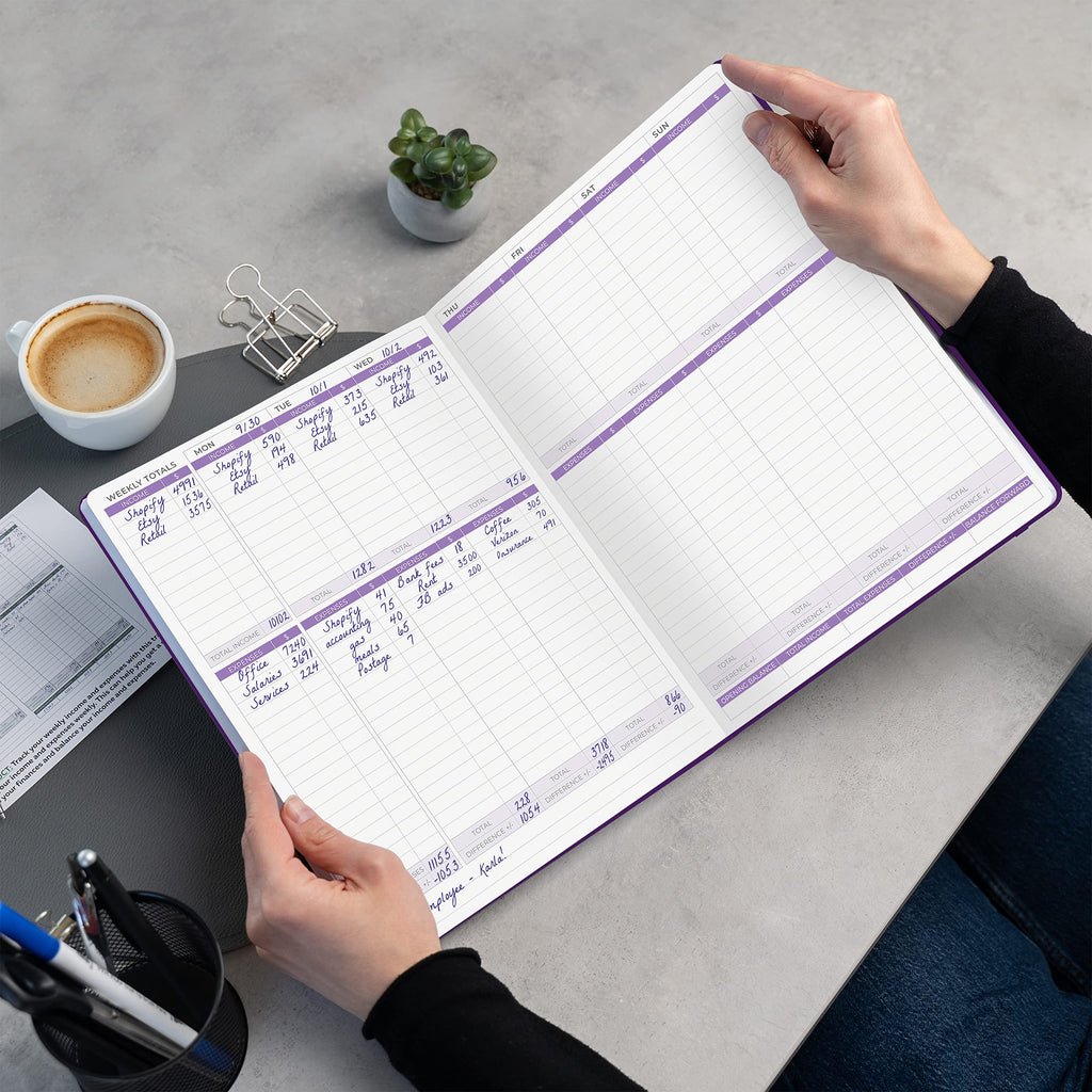 Clever Fox Income & Expense Tracker Large – Accounting & Bookkeeping Ledger Book for Small Business – 2-Year Record Notebook, A4 (Rose Gold)