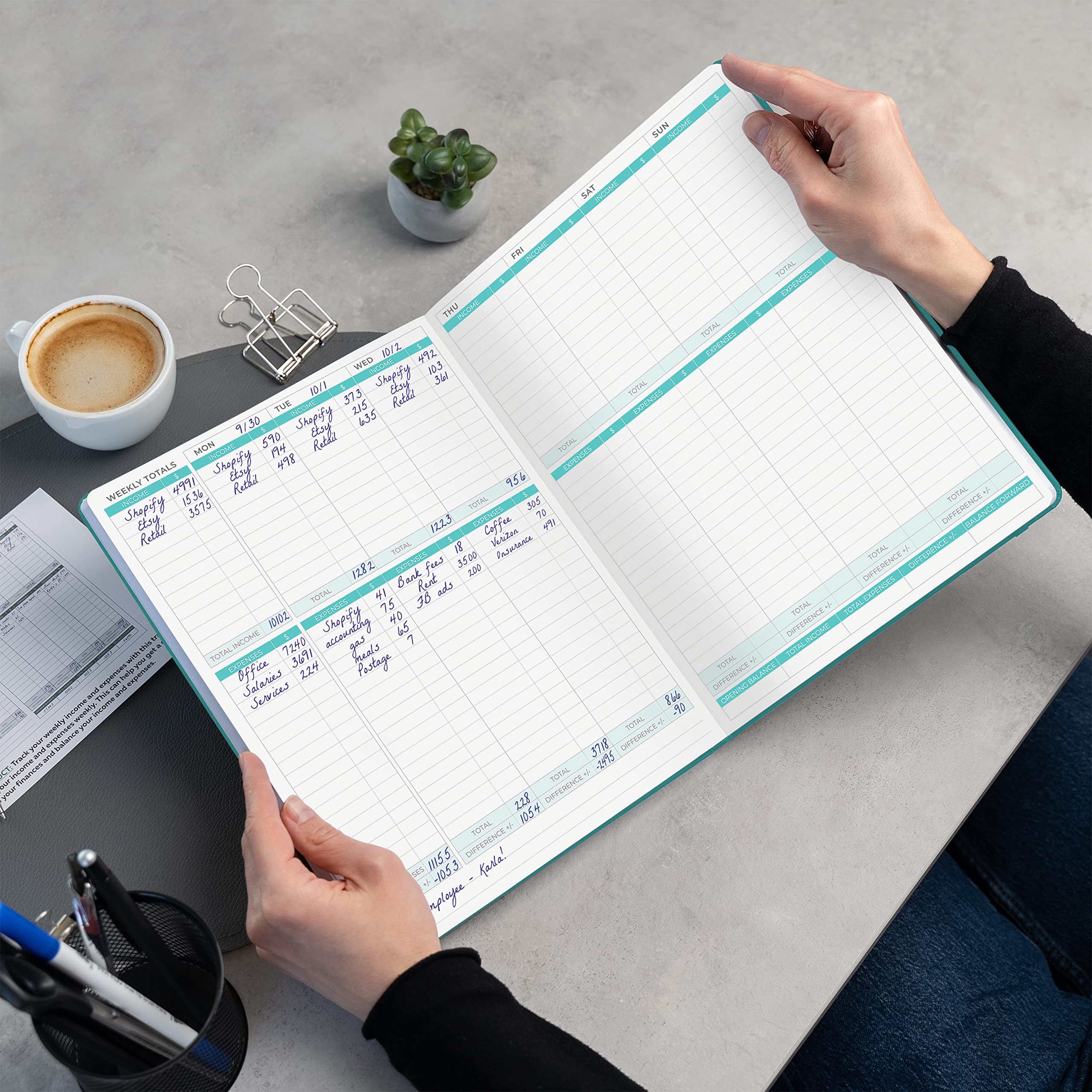 Clever Fox Income & Expense Tracker Large – Accounting & Bookkeeping Ledger Book for Small Business – 2-Year Record Notebook, A4 (Rose Gold)