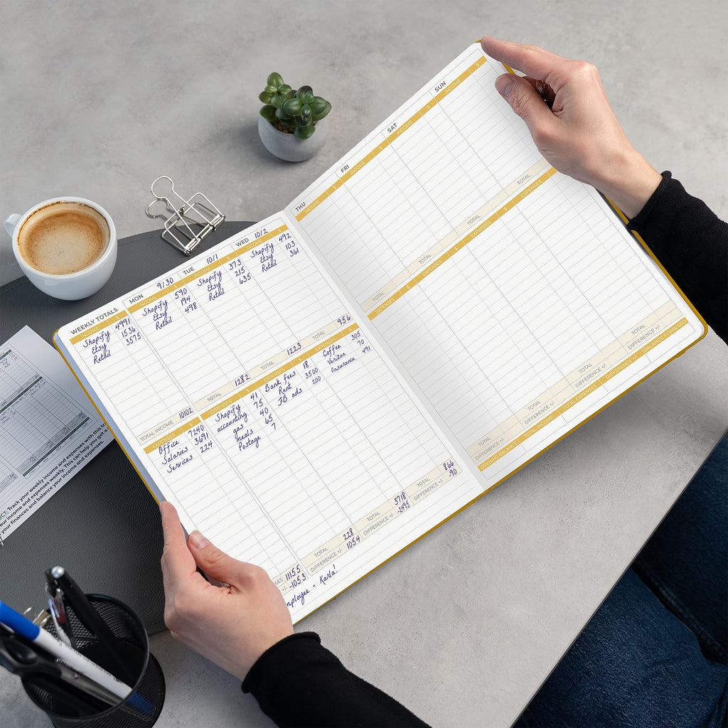 Clever Fox Income & Expense Tracker Large – Accounting & Bookkeeping Ledger Book for Small Business – 2-Year Record Notebook, A4 (Rose Gold)