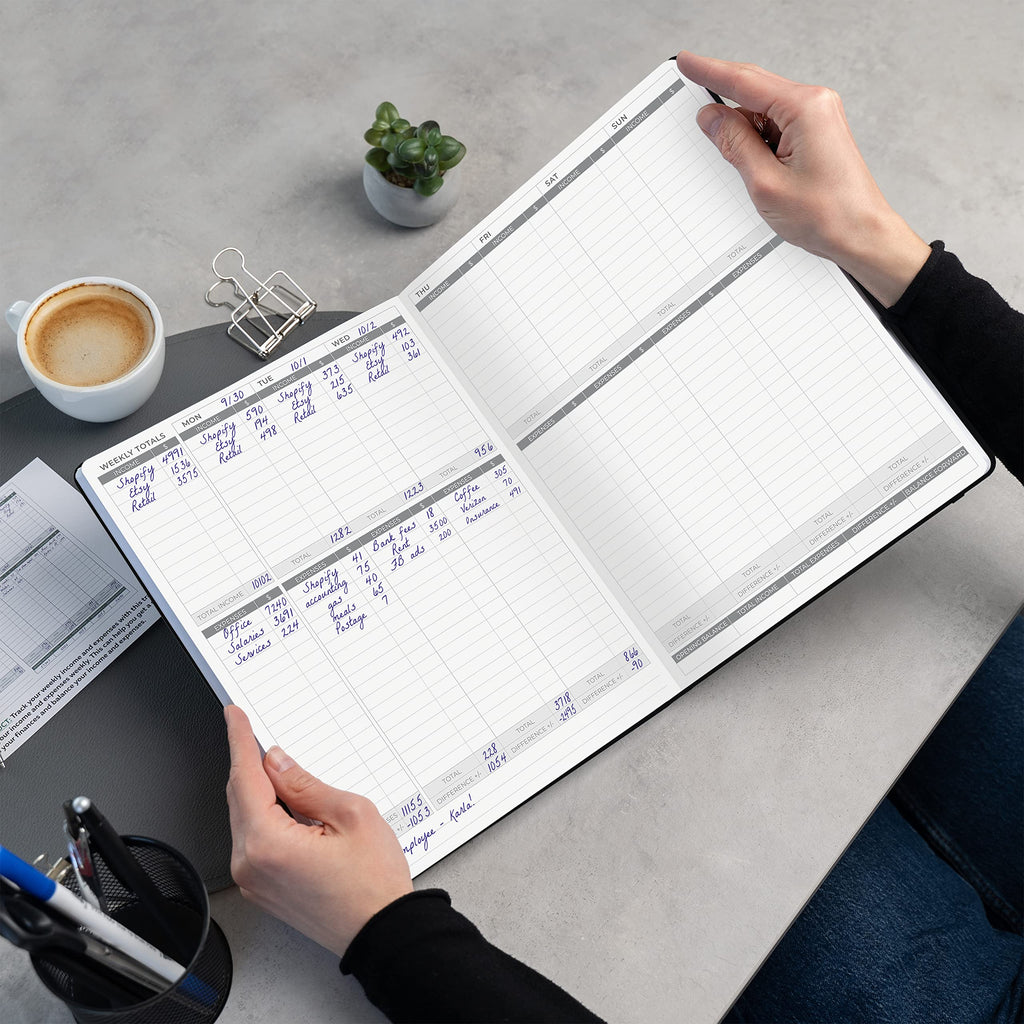 Clever Fox Income & Expense Tracker Large – Accounting & Bookkeeping Ledger Book for Small Business – 2-Year Record Notebook, A4 (Rose Gold)