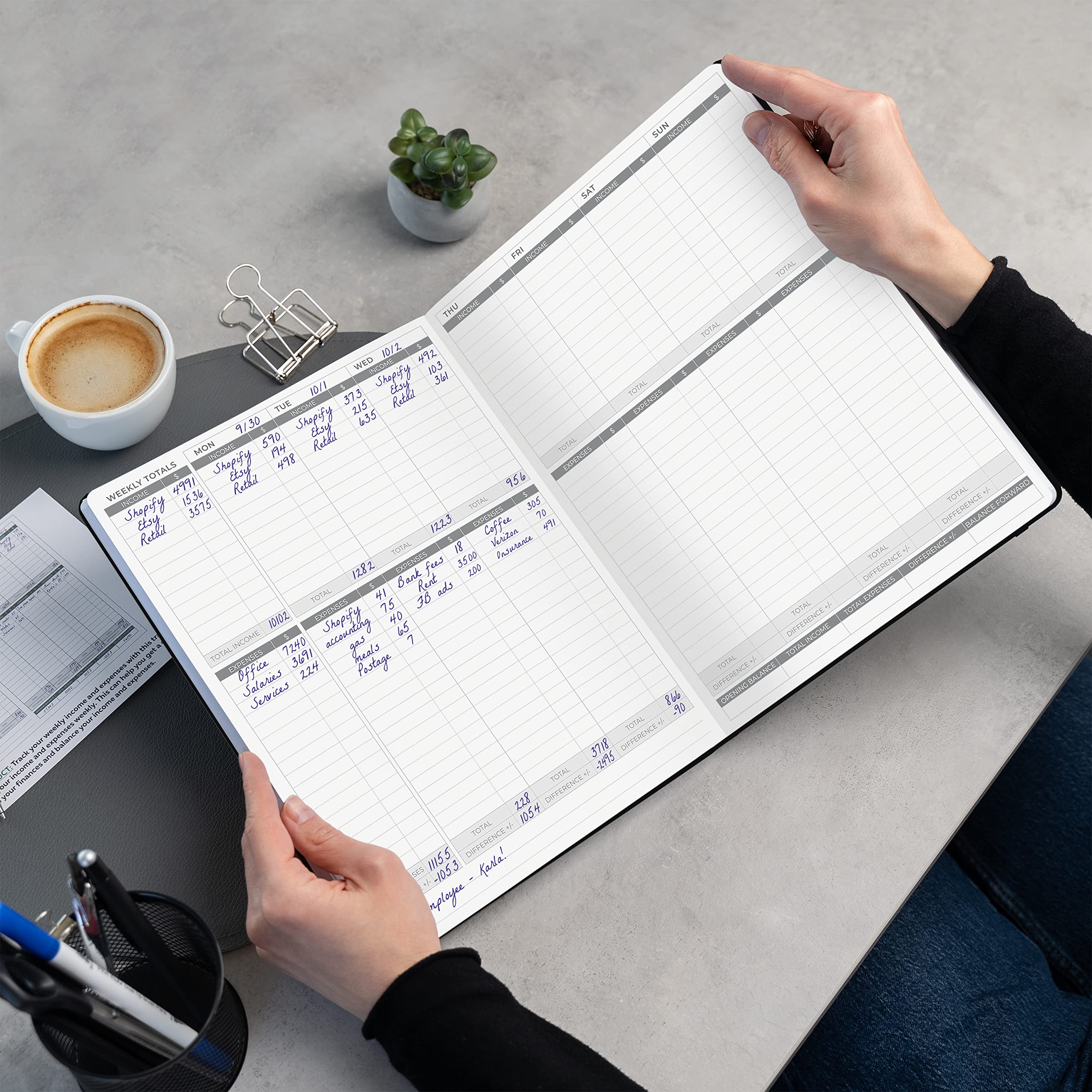 Clever Fox Income & Expense Tracker Large – Accounting & Bookkeeping Ledger Book for Small Business – 2-Year Record Notebook, A4 (Rose Gold)