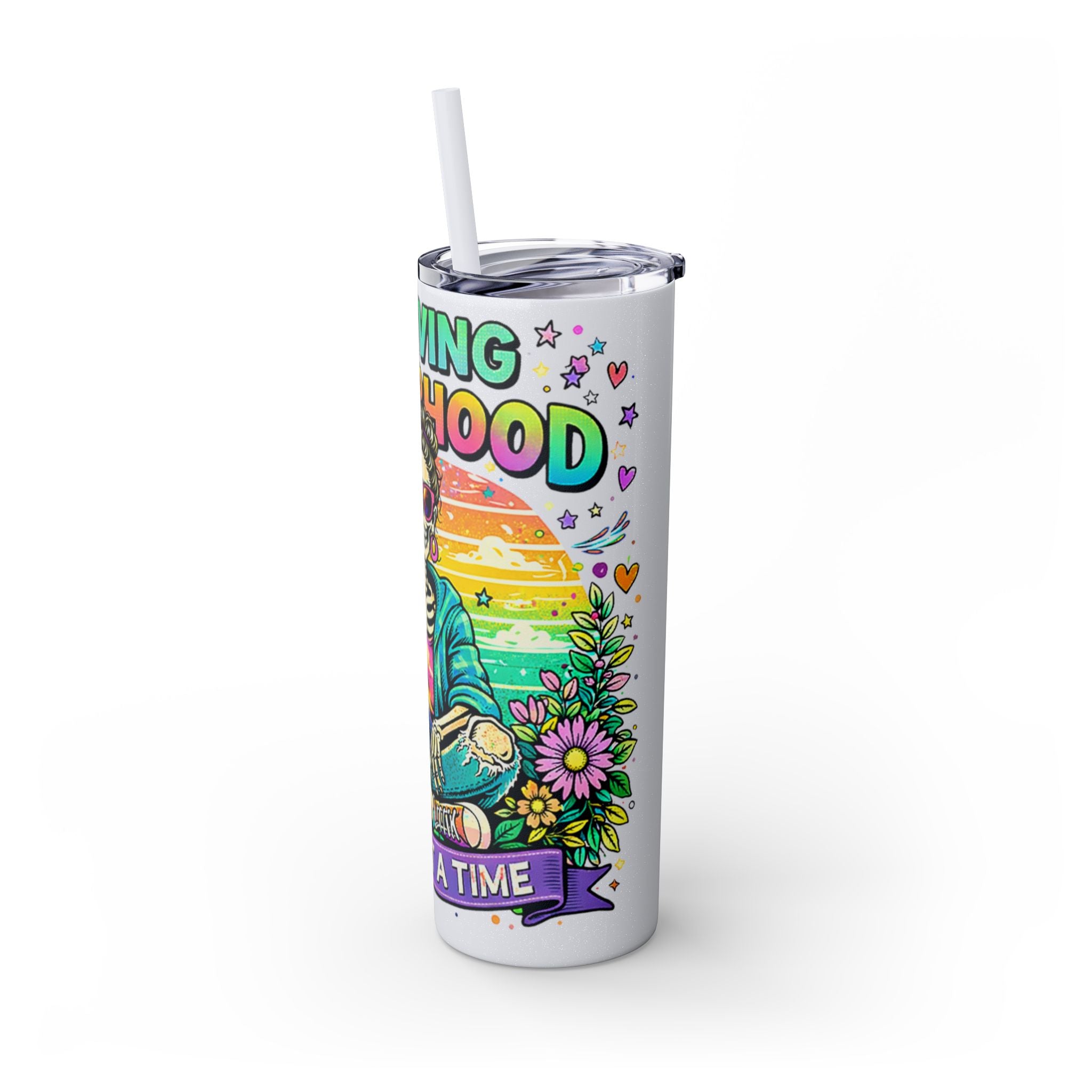 Skinny Tumbler - "Surviving Motherhood" 20oz Stainless Straw Cup