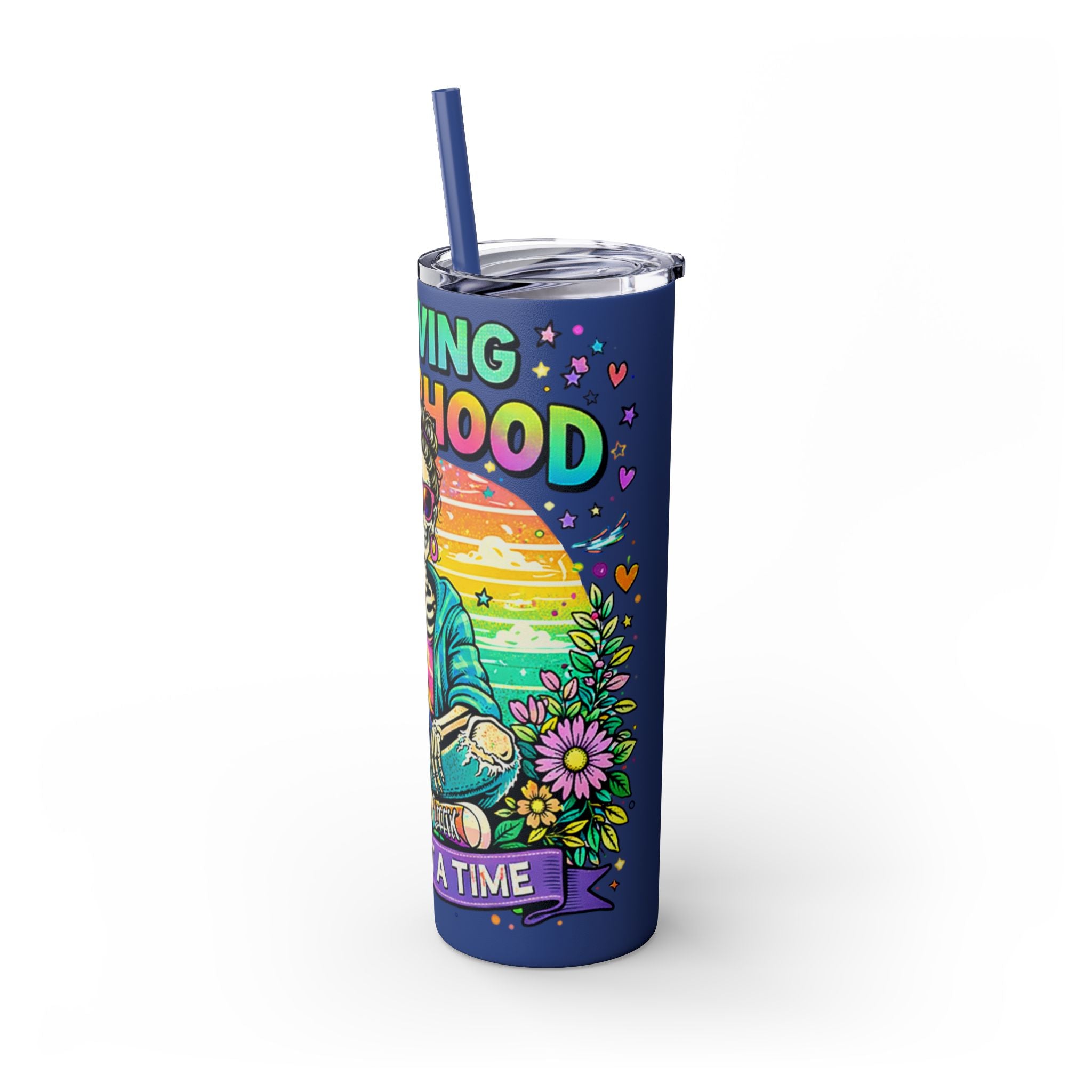 Skinny Tumbler - "Surviving Motherhood" 20oz Stainless Straw Cup