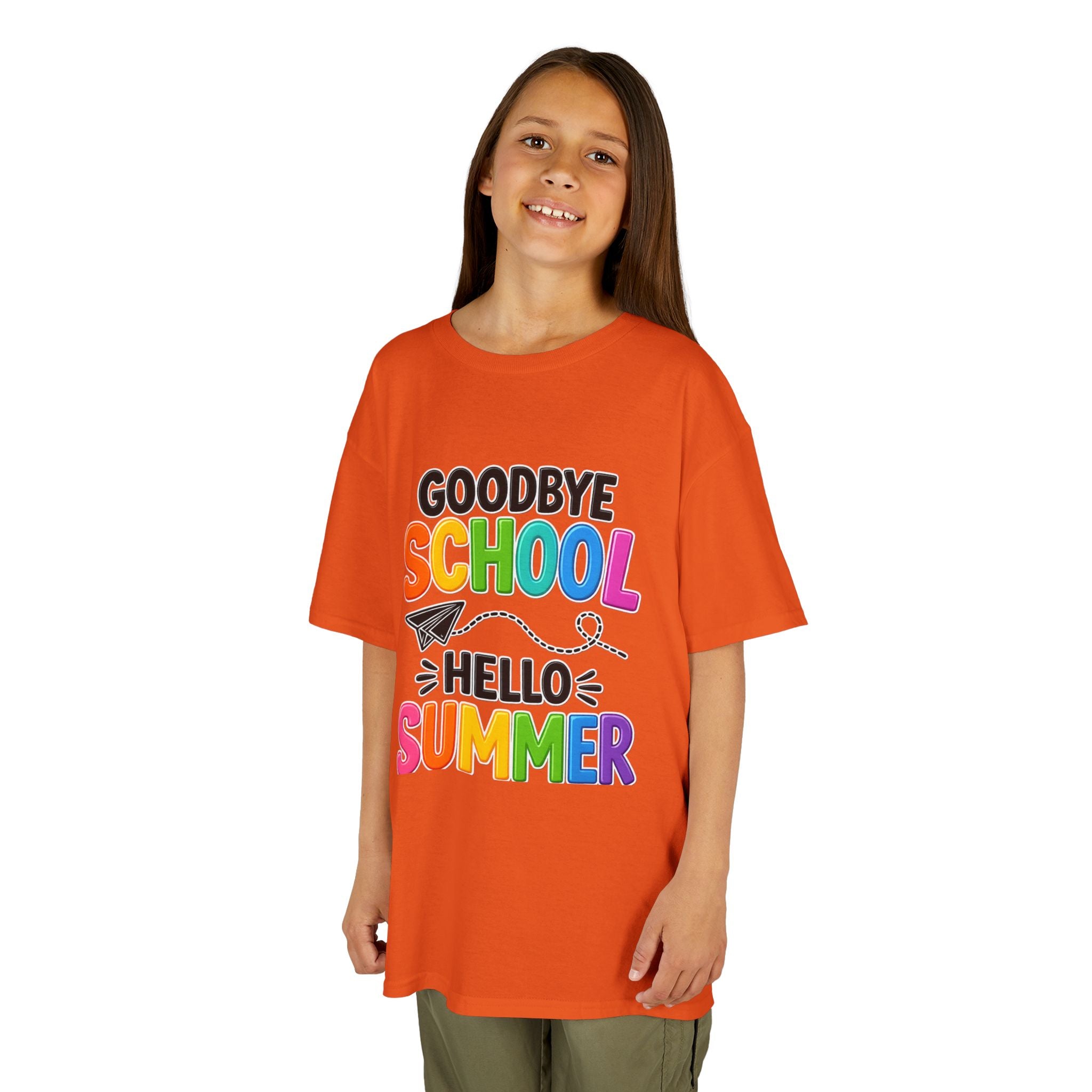 Kids Tee — "Goodbye School, Hello Summer" Colorful End-of-Year Shirt